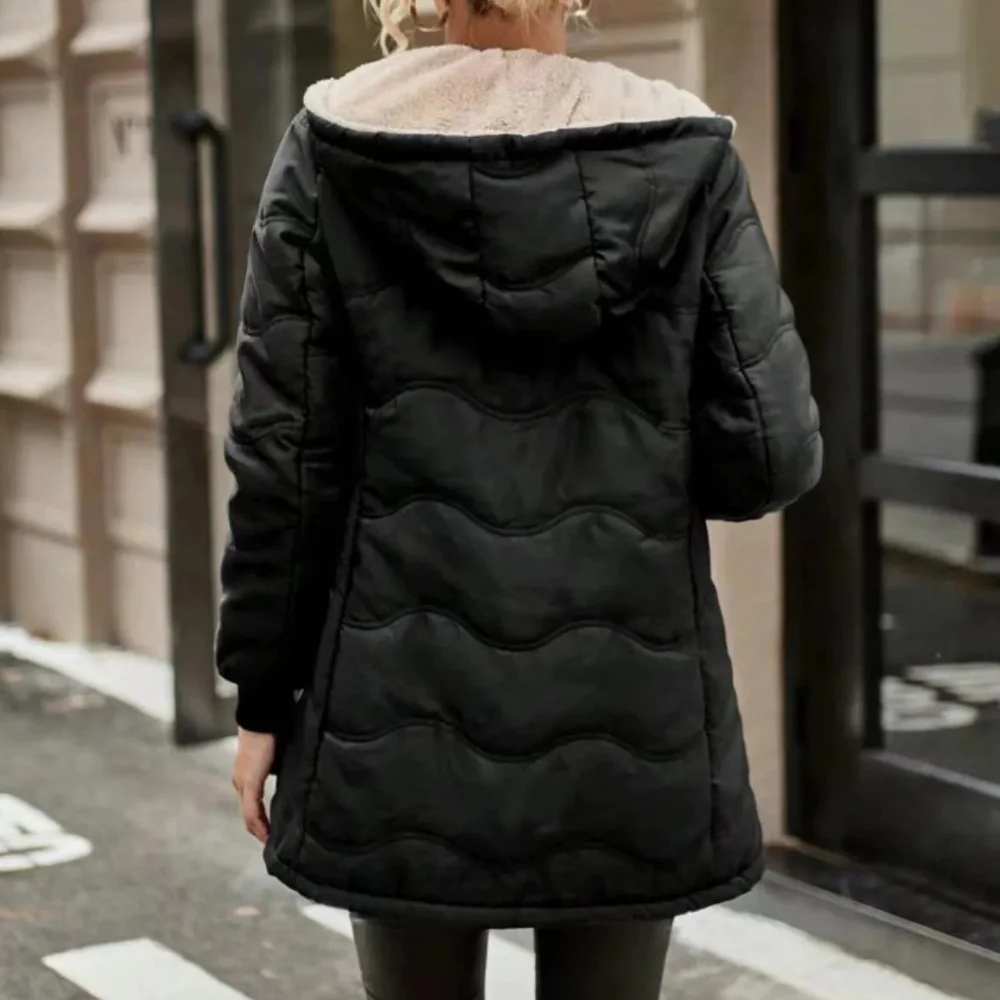 Women’s Trench Coat – Quilted Padded – Slim Fit – Fleece Lined – Hooded – Zip Closure