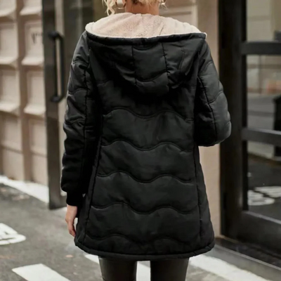 Women’s Trench Coat – Quilted Padded – Slim Fit – Fleece Lined – Hooded – Zip Closure