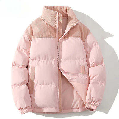 Men’s Puffer Jacket – Quilted Insulation – Corduroy Yoke – Relaxed Fit – Zip Front