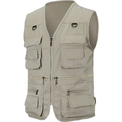 Men’s Utility Vest – Cotton – Regular Fit – Multi-Pocket – Zip Front – Outdoor Wear