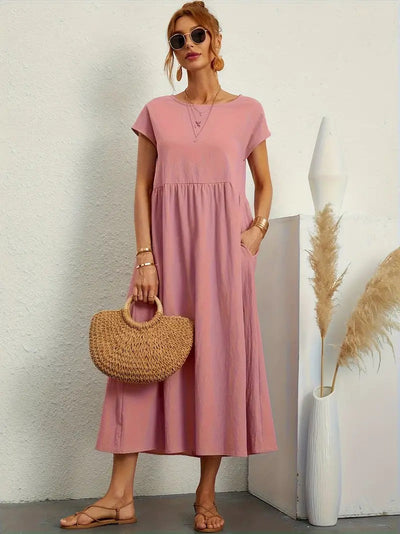 Summer Sleeveless Dress With Matching Handbag - For Women