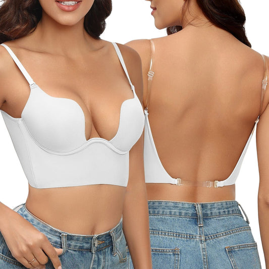 Women’s Backless Bra – Underwire Support – Seamless Fit – Adjustable Clear Straps
