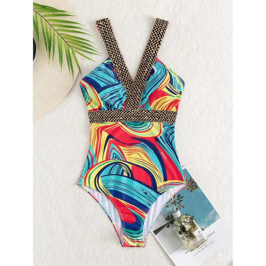 Women's One-Piece V-Neck Swimsuit