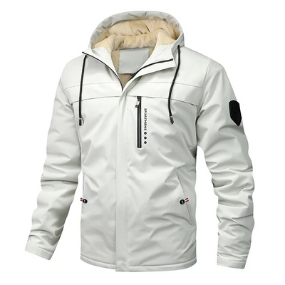 Men’s Jacket – Regular Fit – Windproof Water-Resistant – Fleece Hood – Zipped Pockets