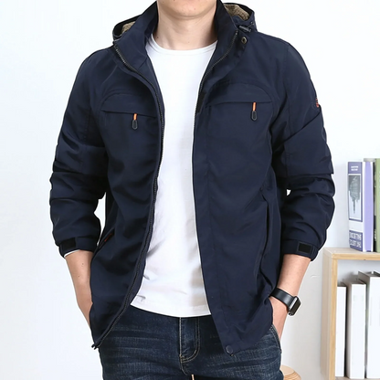 Men’s Jacket – Cotton – Regular Fit – Hooded – Zip Front – Multi Pocket