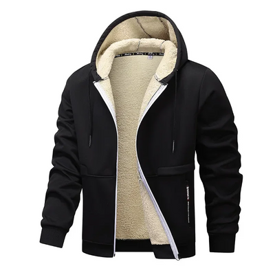 Men’s Fleece Jacket – Relaxed Fit – Sherpa Lined – Full Zip – Hooded with Pockets