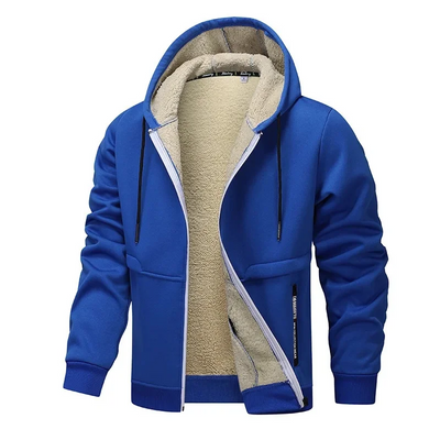 Men’s Fleece Jacket – Relaxed Fit – Sherpa Lined – Full Zip – Hooded with Pockets