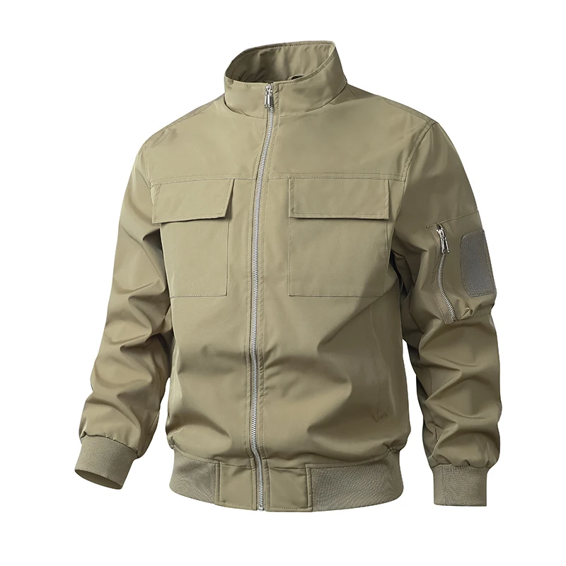 Men’s Bomber Jacket – Slim Fit – Wind-Resistant – Stand Collar – Flap Pockets