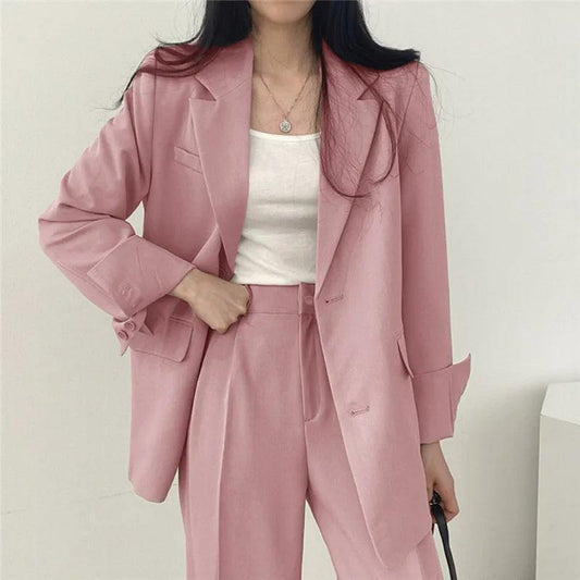 Women's Suit - Oversized Blazer & High-Waisted Trousers - Tailored Fit - Smart Casual