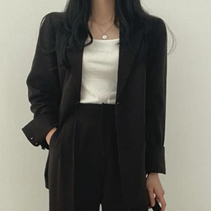 Women's Suit - Oversized Blazer & High-Waisted Trousers - Tailored Fit - Smart Casual