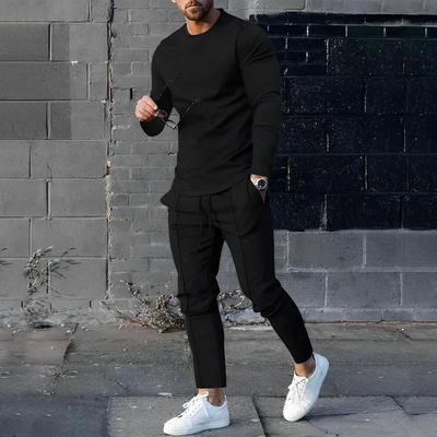 Men’s Tracksuit Set – Slim Fit – Cotton Blend – Crew Neck – Drawstring Waist