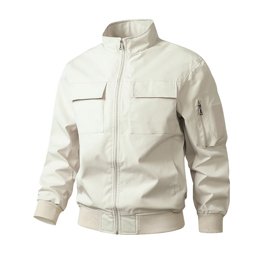 Men’s Bomber Jacket – Slim Fit – Wind-Resistant – Stand Collar – Flap Pockets