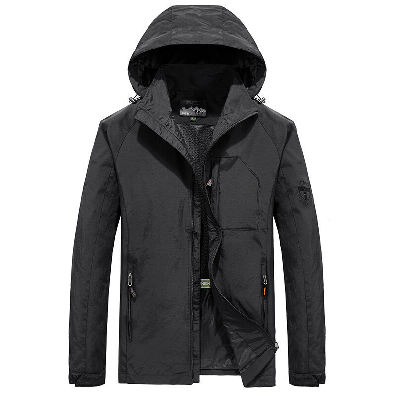 Men’s Hooded Jacket – Lightweight Quick-Dry – Loose Fit – Multi-Pocket Outdoor Wear
