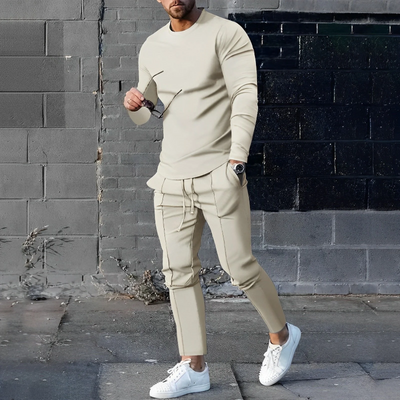 Men’s Tracksuit Set – Slim Fit – Cotton Blend – Crew Neck – Drawstring Waist
