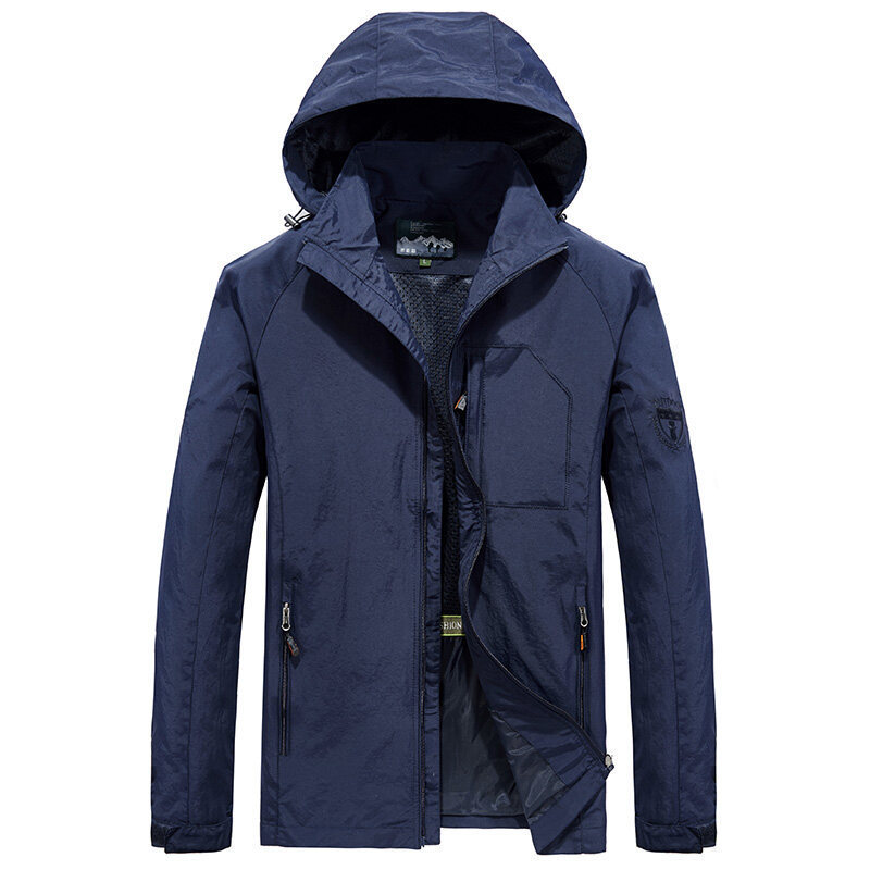 Men’s Hooded Jacket – Lightweight Quick-Dry – Loose Fit – Multi-Pocket Outdoor Wear