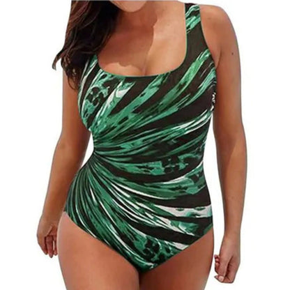 Women’s One-Piece Swimsuit – Scoop Neck – Wide Straps – Graphic Print – Stretch Fit