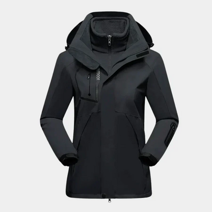 Women’s Outdoor Jacket – Water-Resistant Shell – Fleece Liner – 2-in-1 Design