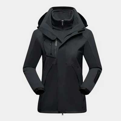 Women’s Outdoor Jacket – Water-Resistant Shell – Fleece Liner – 2-in-1 Design
