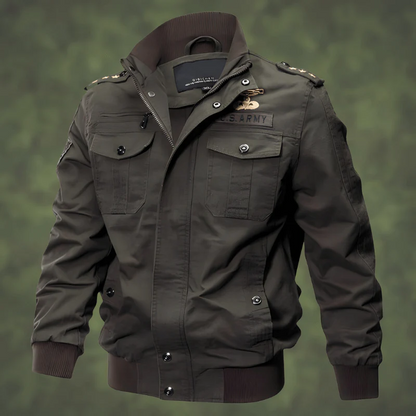 Men’s Bomber Jacket – Regular Fit – Ribbed Trim – Utility Pockets – Military Style