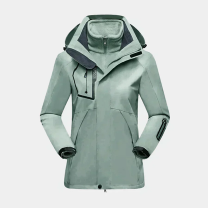 Women’s Outdoor Jacket – Water-Resistant Shell – Fleece Liner – 2-in-1 Design