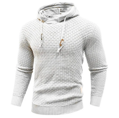 Men’s Hoodie – Regular Fit – Knitted Texture – Drawstring Hood with Toggle – Ribbed Trim