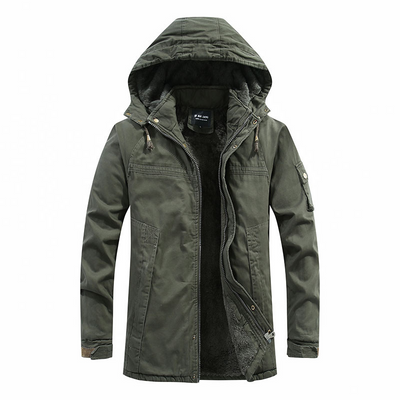 Men’s Hooded Coat – Relaxed Fit – Sherpa Lined – Zipper Closure – Utility Pockets