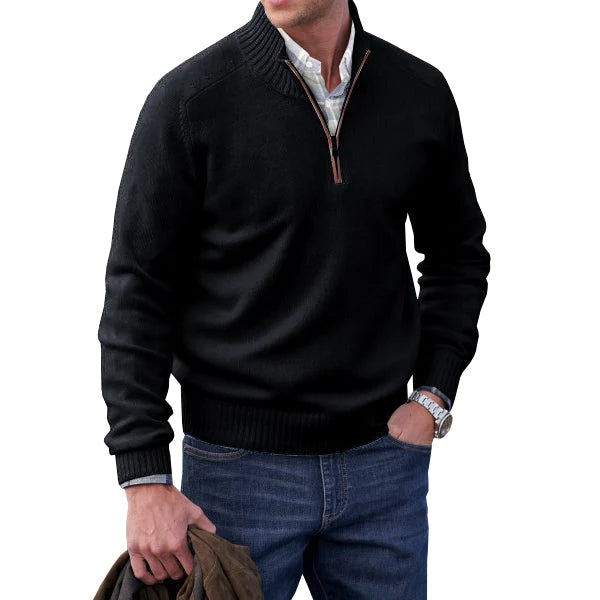 Men's zip sweater in cashmere