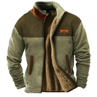Men’s Jacket – Relaxed Fit – Sherpa Lined – Full Zip – Stand Collar – Two-Tone Design