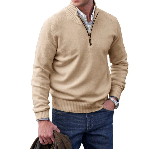 Men's zip sweater in cashmere