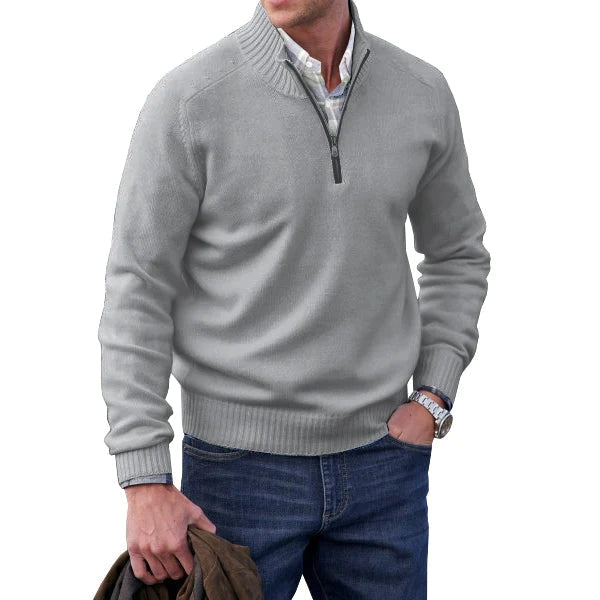 Men's zip sweater in cashmere