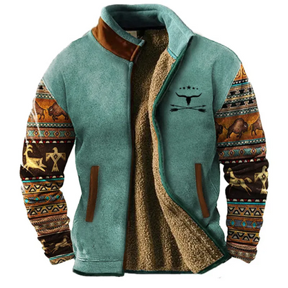 Men’s Jacket – Relaxed Fit – Sherpa Lined – Full Zip – Stand Collar – Two-Tone Design