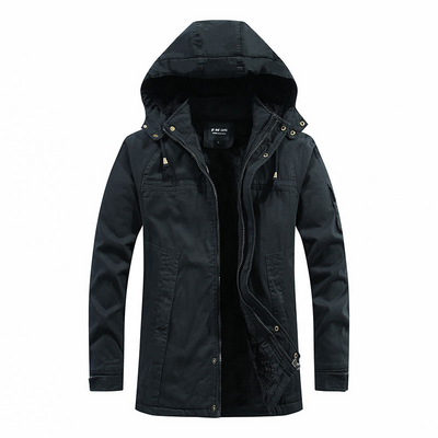 Men’s Hooded Coat – Relaxed Fit – Sherpa Lined – Zipper Closure – Utility Pockets