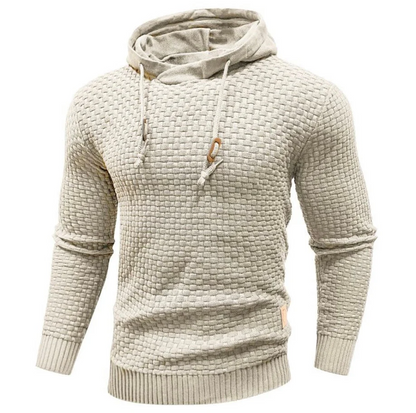 Men’s Hoodie – Regular Fit – Knitted Texture – Drawstring Hood with Toggle – Ribbed Trim