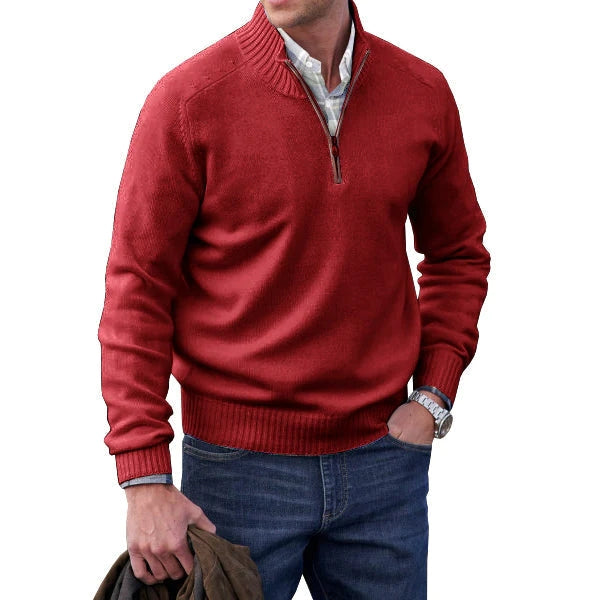 Men's zip sweater in cashmere