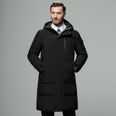 Men’s Long Jacket – Insulated Water-Resistant – Hood – Multiple Pockets