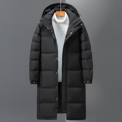 Men’s Trench Coat – Relaxed Fit – Heavy Insulation – Hooded – Full-Length Zip Closure