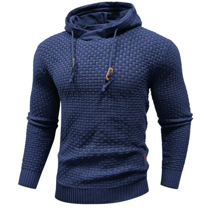 Men’s Hoodie – Regular Fit – Knitted Texture – Drawstring Hood with Toggle – Ribbed Trim