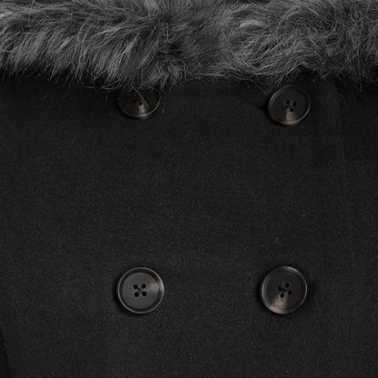 Women's double-breasted coat with fur hood