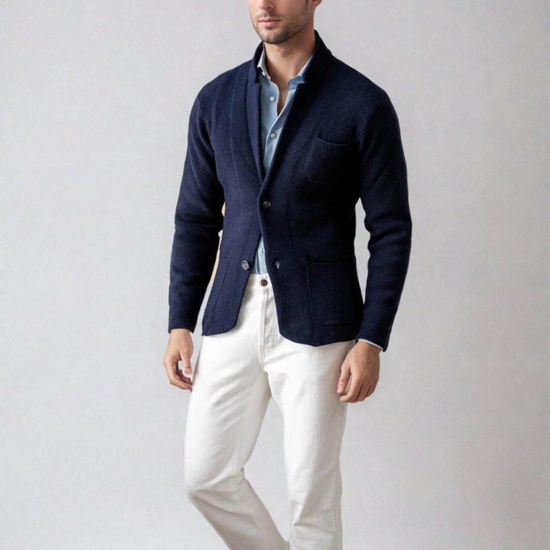 Men’s Blazer – Slim Fit – Wool Blend – Single Breasted – Notched Lapel – Patch Pockets