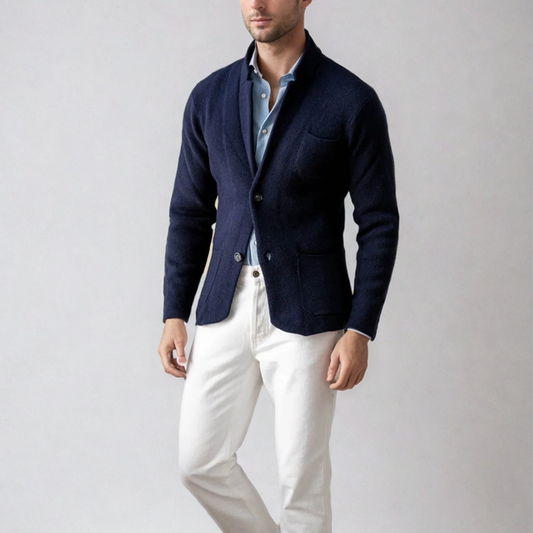 Men’s Blazer – Slim Fit – Wool Blend – Single Breasted – Notched Lapel – Patch Pockets