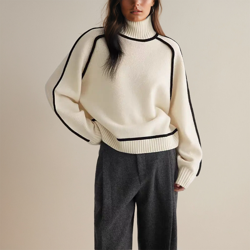 Women's sweater with semi-high neckline