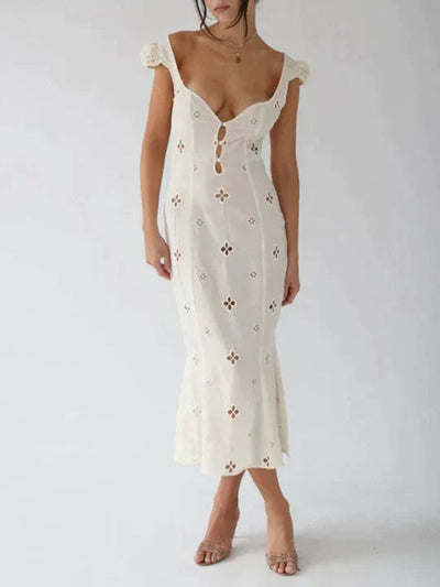 Off-Shoulder Dress with Cut-Out Design – Elegant, Breathable, All-Season Fashion