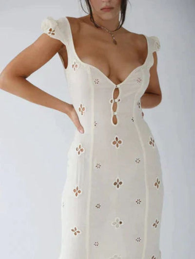 Off-Shoulder Dress with Cut-Out Design – Elegant, Breathable, All-Season Fashion