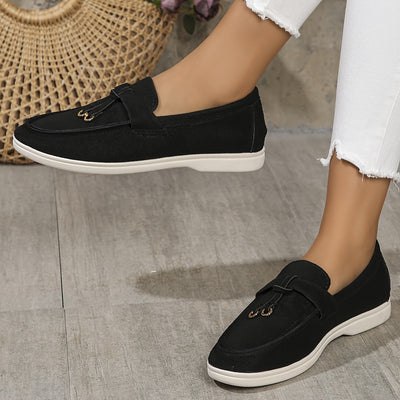 Women’s Slip-On Loafers – Woven Fabric – Decorative Lace – Casual Comfort Fit