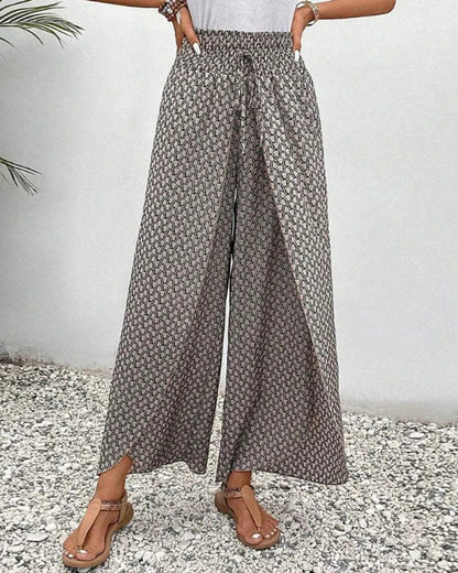 Women’s Palazzo Pants - High Waist - Wide Leg - Elastic Drawstring - Flowy Lightweight