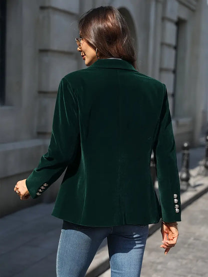 Women’s Blazer – Tailored Fit – Velvet Finish – Single-Breasted with Notched Lapels