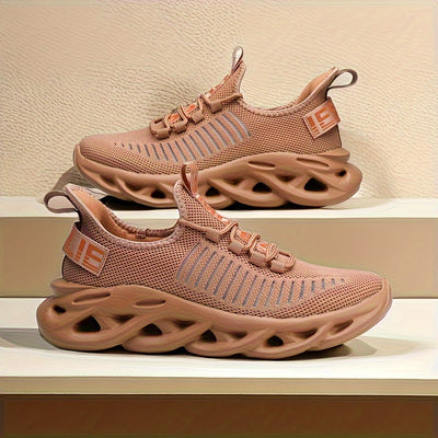 Men’s Running Trainers - Breathable Knit Upper - Cushioned Hollow Sole - Lace-Up Fit