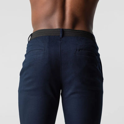 Men’s Slim-Fit Dress Trousers - Stretch Cotton - Flat Front - Business Casual