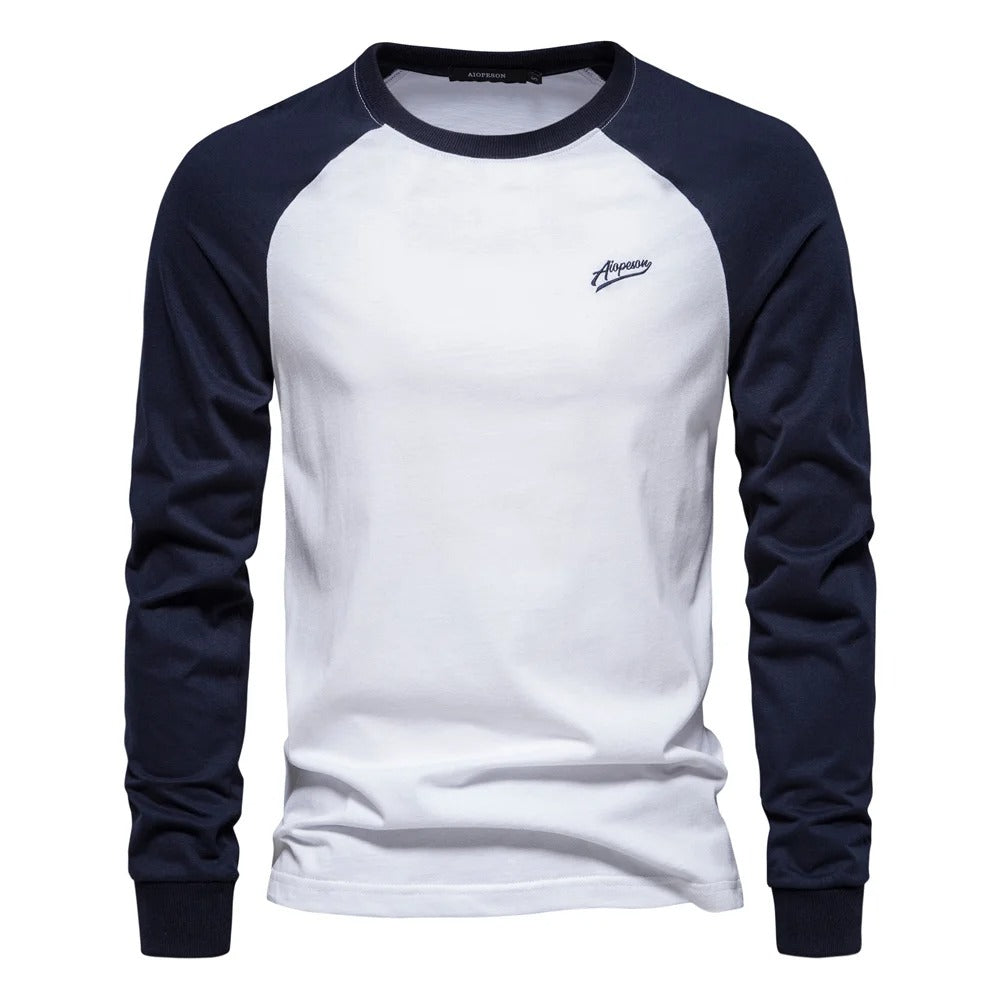 Men’s Raglan Shirt – Long Sleeve – Crew Neck – Regular Fit – Casual Sportswear