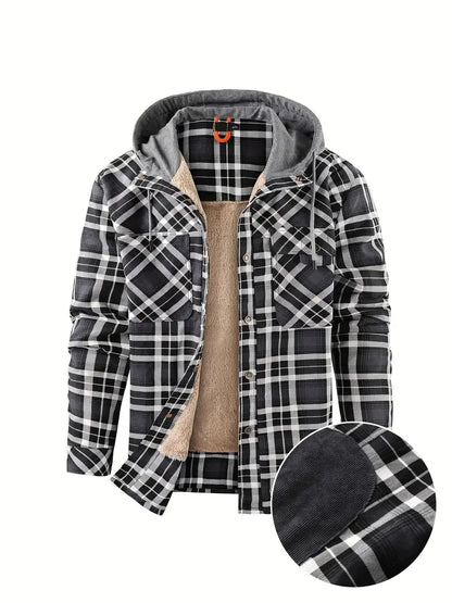 Hooded checked jacket for men